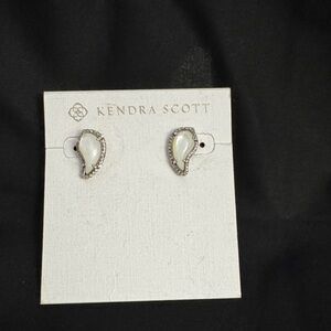 Kendra Scott White Mother-of-Pearl Teardrop Halo Stud Earrings